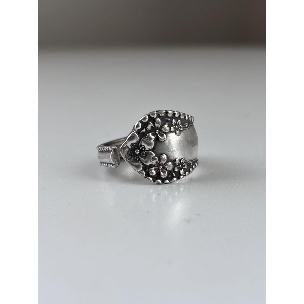 Handmade Antique Silver Plated Butter Knife Ring Size 9